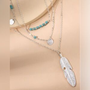 1 Silver one left!!Sexy Boho 3 layer feather necklace *New* 💚SALE 3/$25